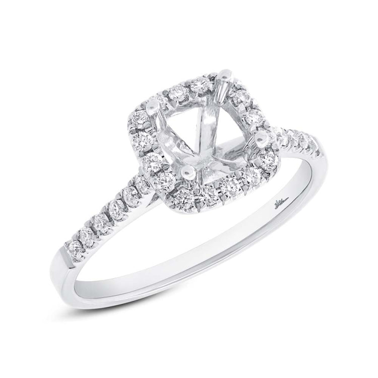0.30ct 14k White Gold Diamond Semi-mount Ring for 5x5mm Center