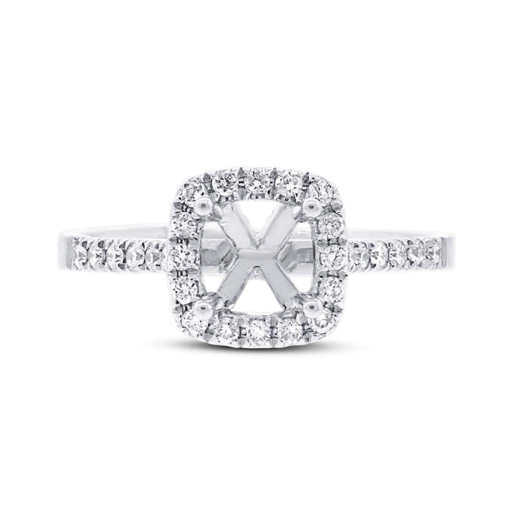 0.30ct 14k White Gold Diamond Semi-mount Ring for 5x5mm Center