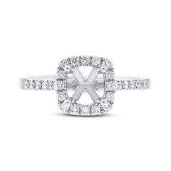 0.30ct 14k White Gold Diamond Semi-mount Ring for 5x5mm Center