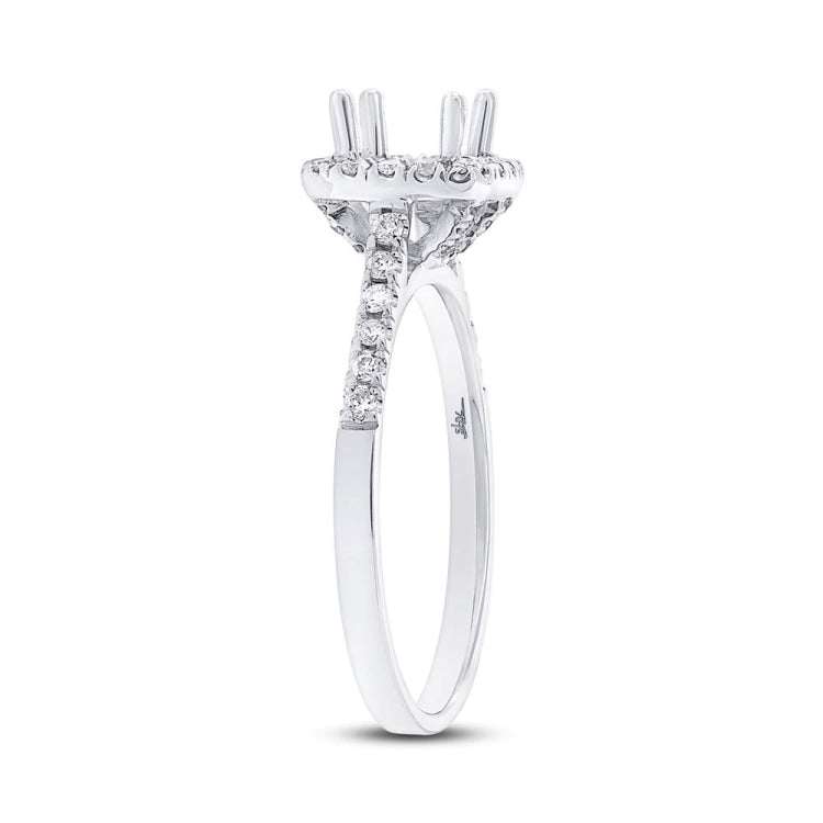 0.30ct 14k White Gold Diamond Semi-mount Ring for 5x5mm Center