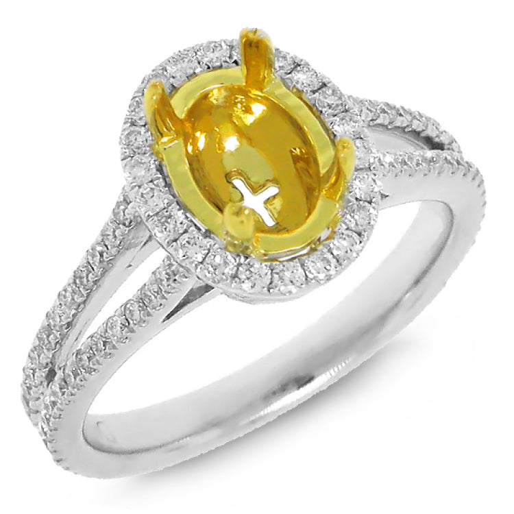 0.58ct 18k Two-tone Gold Diamond Semi-mount Ring
