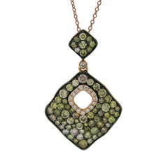 2.30ct 14k Rose Gold White & Multi-color Diamond Pendant