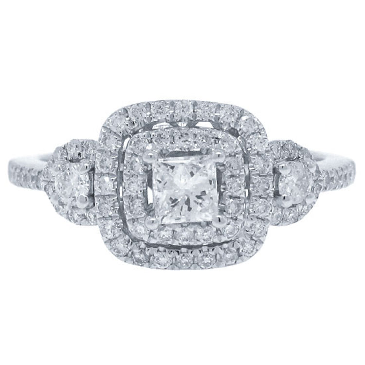 0.31ct Princess Cut Center and 0.49ct Side 14k White Gold Diamond Engagement Ring