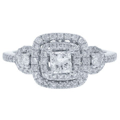0.31ct Princess Cut Center and 0.49ct Side 14k White Gold Diamond Engagement Ring