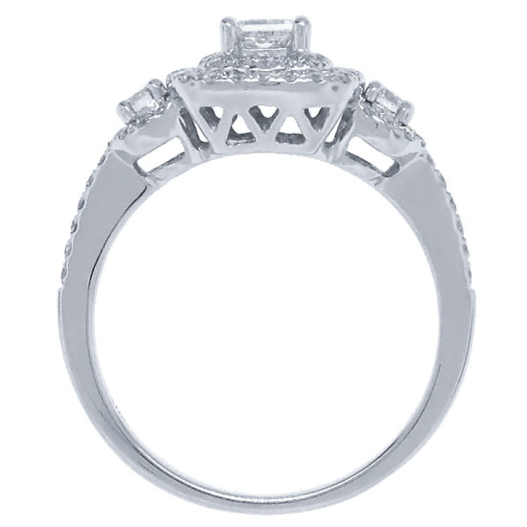 0.31ct Princess Cut Center and 0.49ct Side 14k White Gold Diamond Engagement Ring