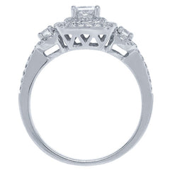 0.31ct Princess Cut Center and 0.49ct Side 14k White Gold Diamond Engagement Ring