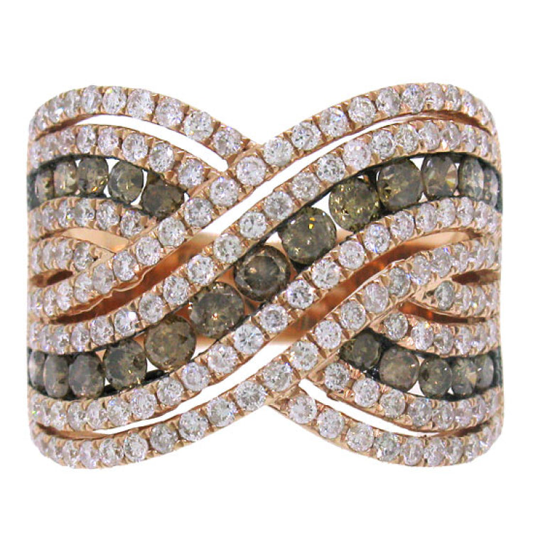 2.00ct 14k Rose Gold White & Champagne Diamond Lady's Ring