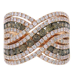 2.00ct 14k Rose Gold White & Champagne Diamond Lady's Ring