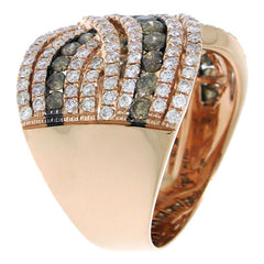2.00ct 14k Rose Gold White & Champagne Diamond Lady's Ring