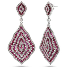1.87ct Diamond & 8.90ct Ruby 14k White Gold Earring