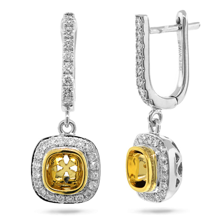 0.47ct 14k Two-tone Gold Semi-mount Earring