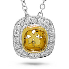 0.17ct 14k Two-tone Gold Diamond Semi-mount Pendant