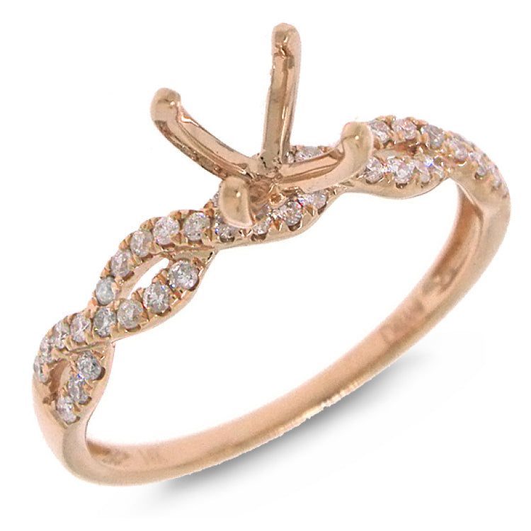 0.22ct 14k Rose Gold Diamond Semi-mount Ring
