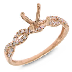 0.22ct 14k Rose Gold Diamond Semi-mount Ring