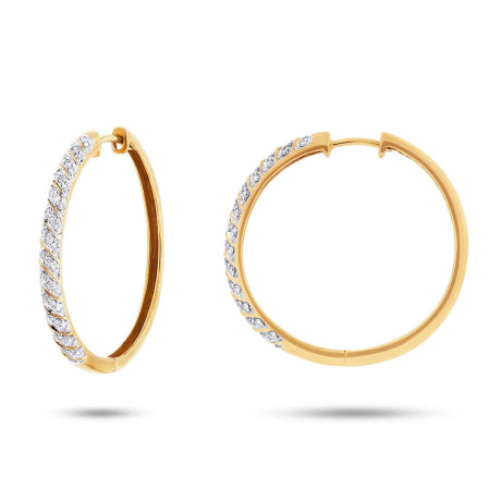 0.50ct 14k Yellow Gold Diamond Hoop Earring