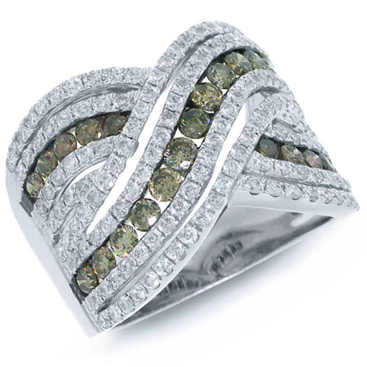 2.00ct 14k White Gold White & Champagne Diamond Lady's Ring
