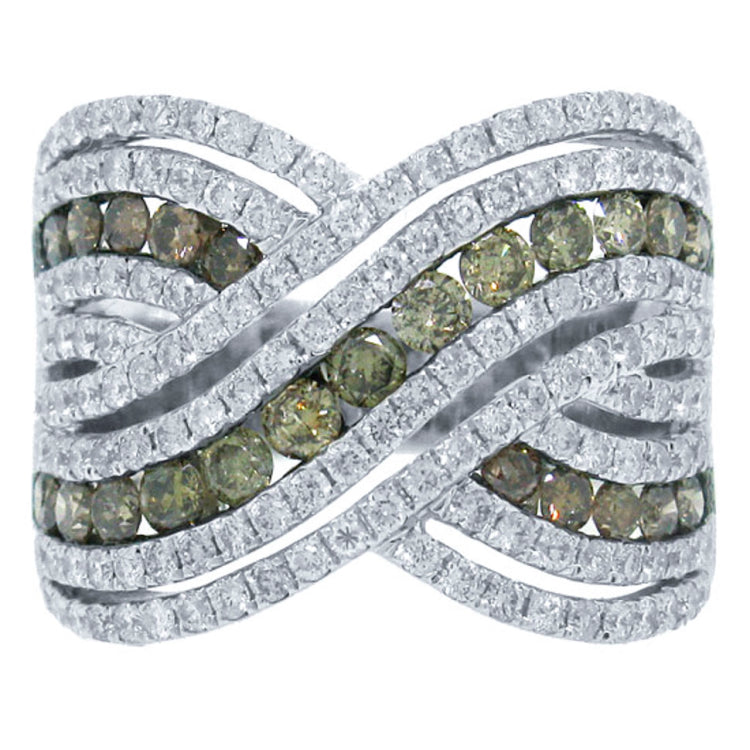 2.00ct 14k White Gold White & Champagne Diamond Lady's Ring