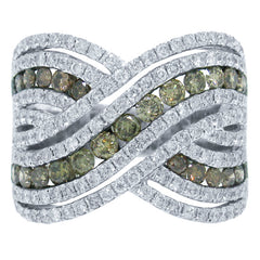 2.00ct 14k White Gold White & Champagne Diamond Lady's Ring