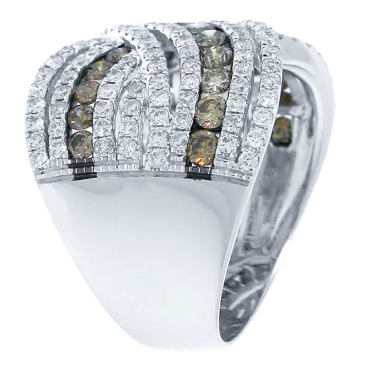 2.00ct 14k White Gold White & Champagne Diamond Lady's Ring