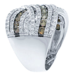 2.00ct 14k White Gold White & Champagne Diamond Lady's Ring
