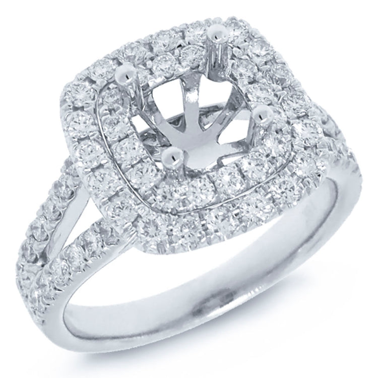 0.91ct 18k White Gold Diamond Semi-mount Ring