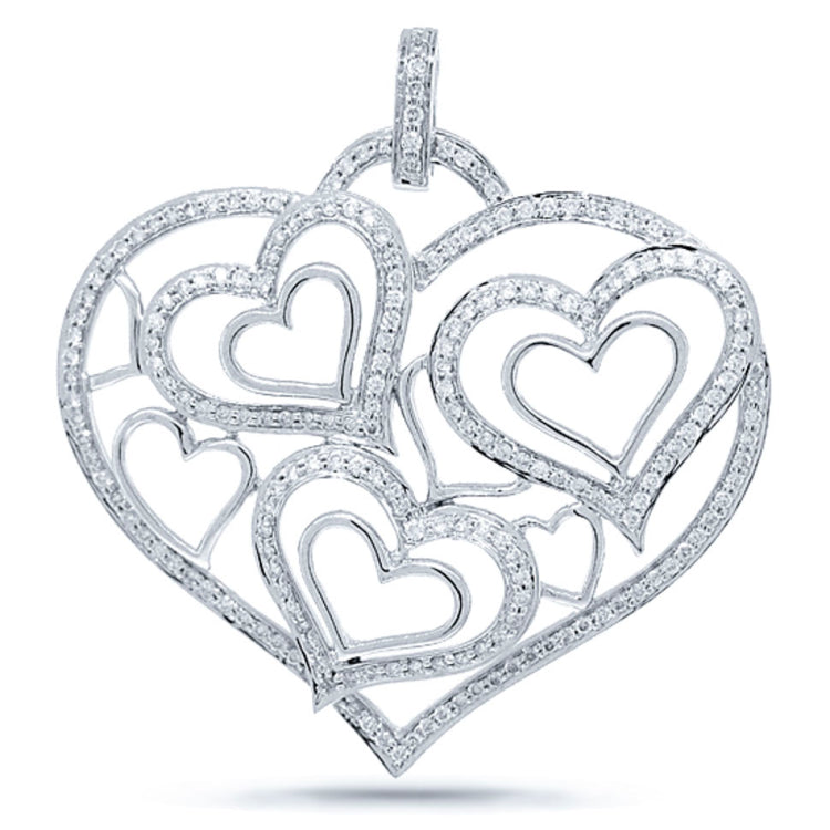 1.20ct 14k White Gold Diamond Heart Necklace