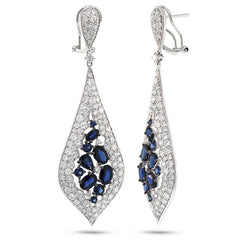 5.97ct Diamond & 5.90ct Blue Sapphire 14k White Gold Earring