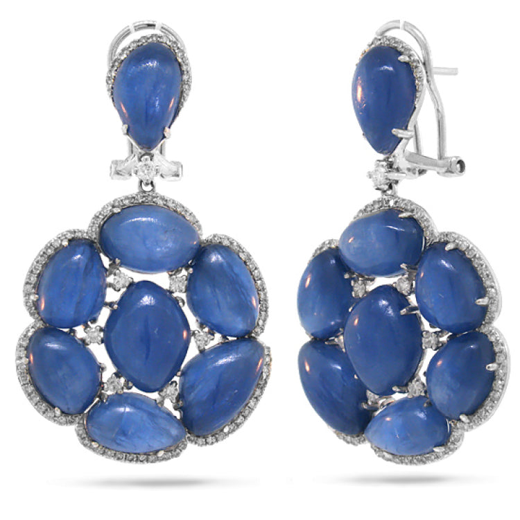 0.84ct Diamond & 48.37ct Kyanite 14k White Gold Earring