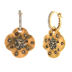 1.01ct 14k Yellow Gold White & Champagne Diamond Earring