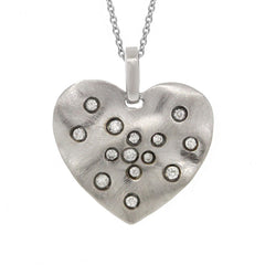 0.22ct 14k White Gold Diamond Heart Necklace