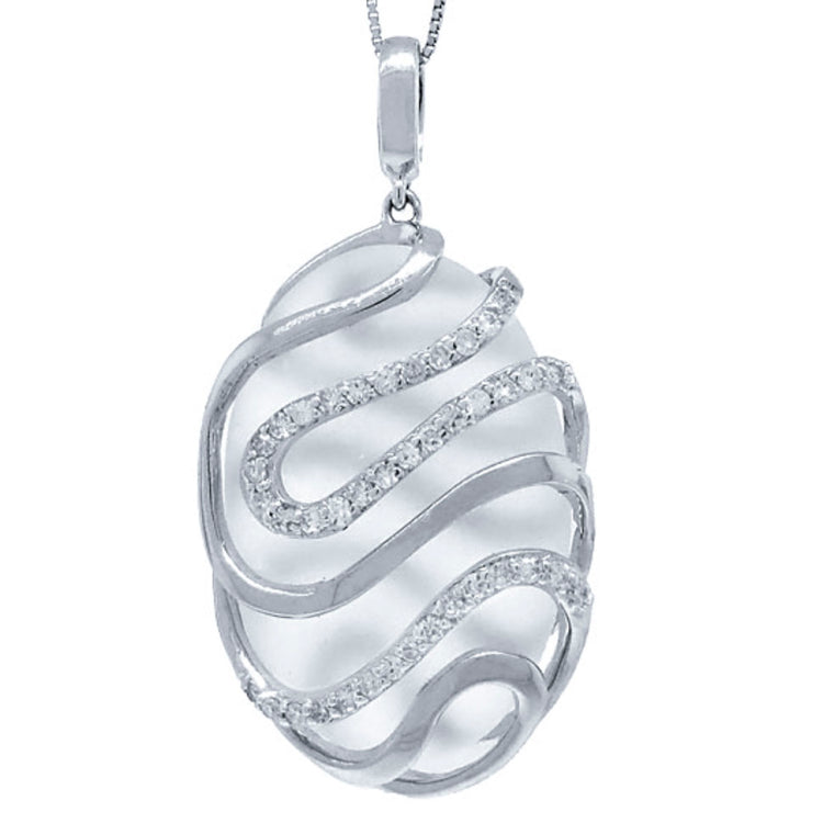 0.28ct Diamond & 15.10ct White Topaz 14k White Gold Pendant