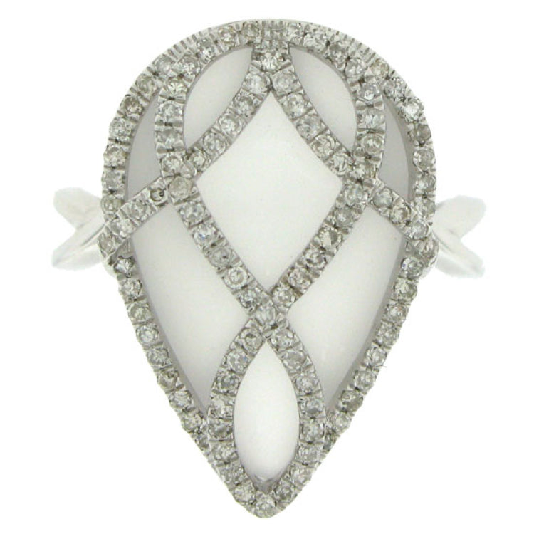 0.41ct Diamond & 8.21ct White Topaz 14k White Gold Ring