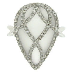 0.41ct Diamond & 8.21ct White Topaz 14k White Gold Ring