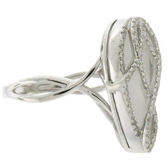 0.41ct Diamond & 8.21ct White Topaz 14k White Gold Ring