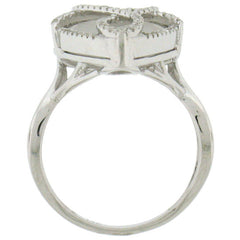 0.41ct Diamond & 8.21ct White Topaz 14k White Gold Ring