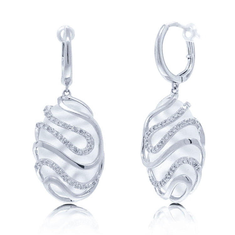 0.32ct Diamond & 16.89ct White Topaz 14k White Gold Earring