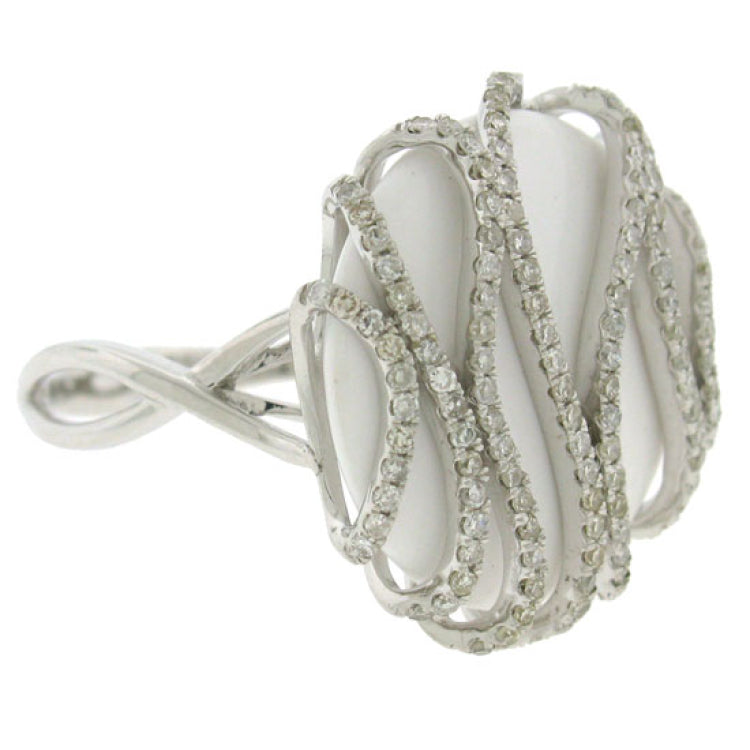 0.50ct Diamond & 10.58ct White Onyx 14k White Gold Ring