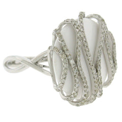 0.50ct Diamond & 10.58ct White Onyx 14k White Gold Ring