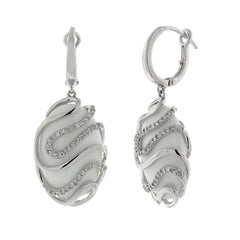 0.32ct Diamond & 15.89ct White Onyx 14k White Gold Earring
