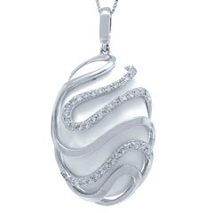 0.28ct Diamond & 14.34ct White Onyx 14k White Gold Pendant