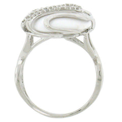 0.22ct Diamond & 11.78ct White Onyx 14k White Gold Ring