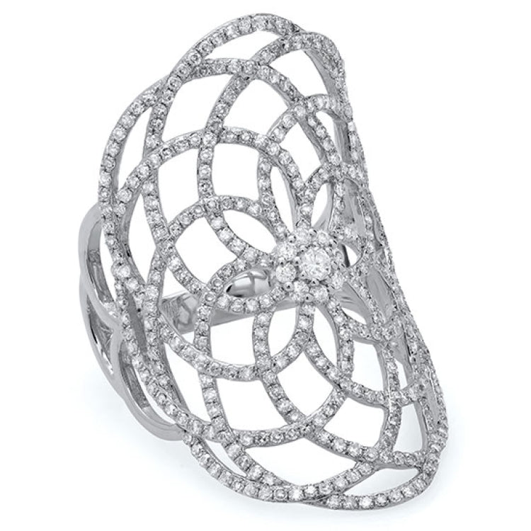 1.22ct 14k White Gold Diamond Lace Lady's Ring