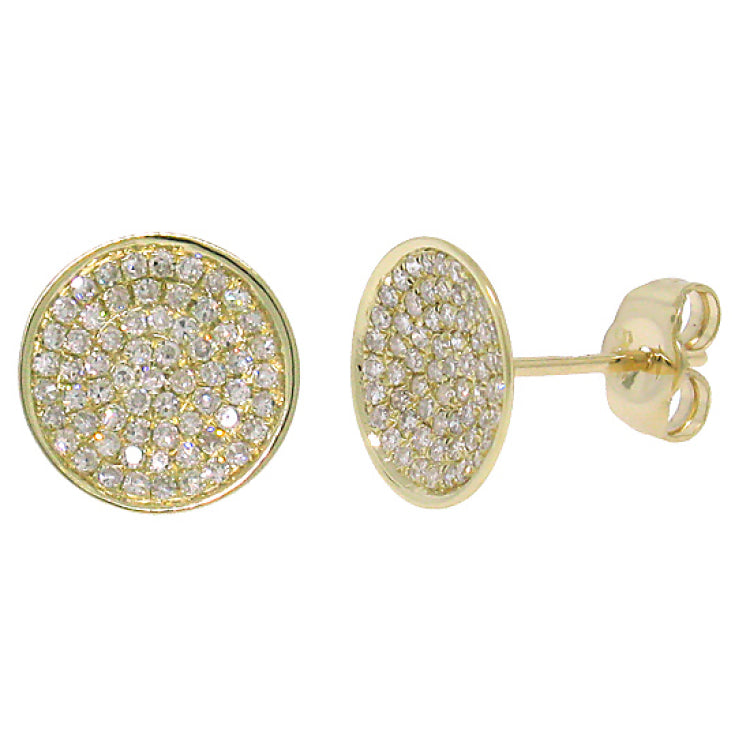 0.31ct 14k Yellow Gold Diamond Pave Stud Earring