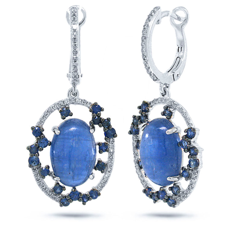 0.27ct Diamond & 8.83ct Kyanite & Blue Sapphire 14k White Gold Earring