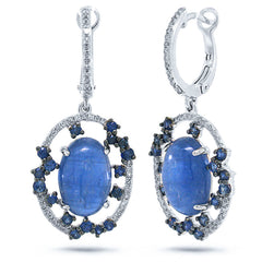 0.27ct Diamond & 8.83ct Kyanite & Blue Sapphire 14k White Gold Earring