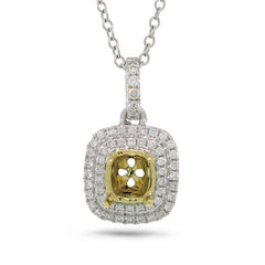 0.23ct 18k Two-tone Gold Diamond Semi-mount Pendant