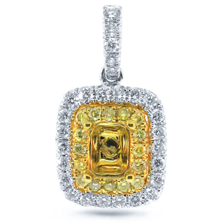 0.45ct 14k Two-tone Gold Diamond Semi-mount Pendant