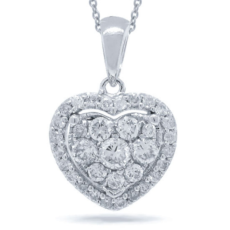 0.47ct 14k White Gold Diamond Heart Necklace