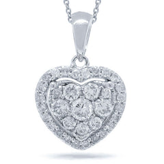 0.47ct 14k White Gold Diamond Heart Necklace