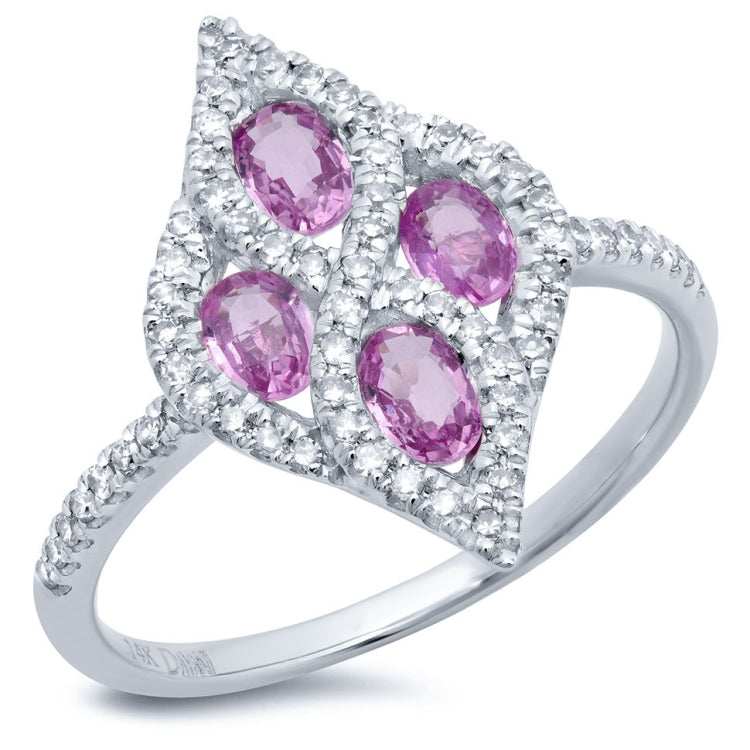 0.24ct Diamond & 0.77ct Pink Sapphire 14k White Gold Ring